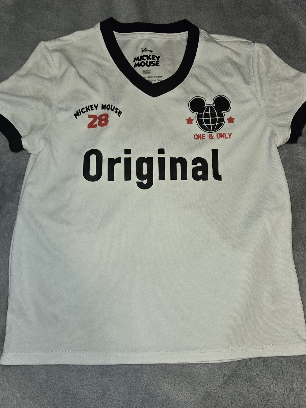 Only White Kids Tee with Black Trim and Red Accents - Mickey Mouse SZ XXS/00